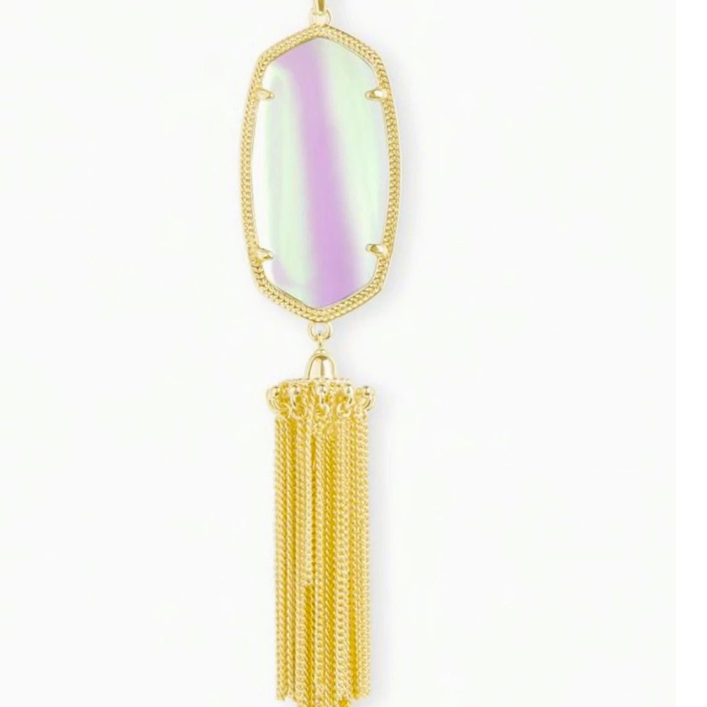 Kendra Scott-Rayne Gold Long Pendant Necklace In Dichroic Glass